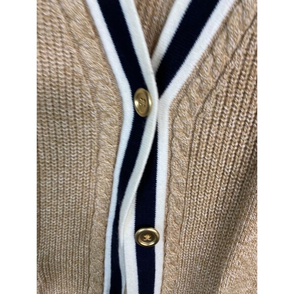 Talbots Womens‎ Cardigan Sweater size Large Brown cable Knit Preppy Nautical - Picture 4 of 16